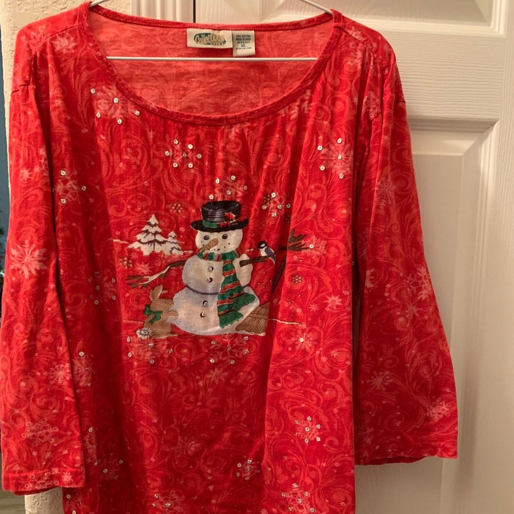 Collections ETC snowman red top XL